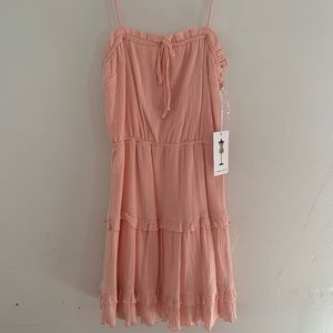 Pink ruffled dress with spaghetti straps